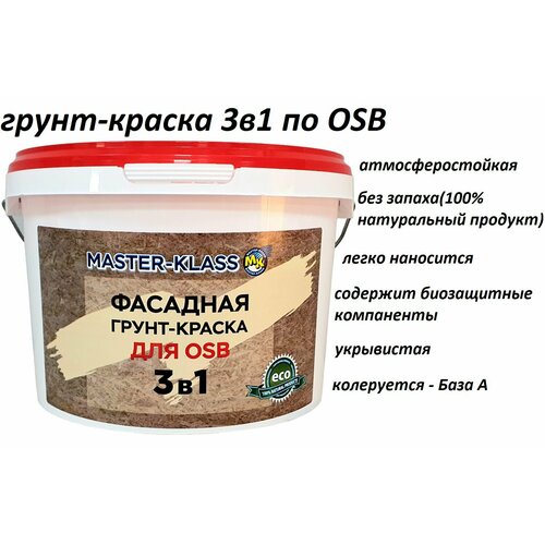 Краска-грунт 3в1 для OSB плит база А 1кг краска грунт фасадная для плит osb neomid база а белая 1кг