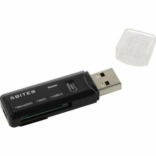 Внешний картридер 5bites RE2-100BK картридер 5bites re2 100bk usb 2 0 sd tf microsd чёрный