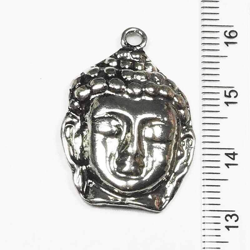 Фурнитура для бижутерии Подвеска голова Будды 0009885 серебряный цвет 29x20мм, цена за 2 шт.