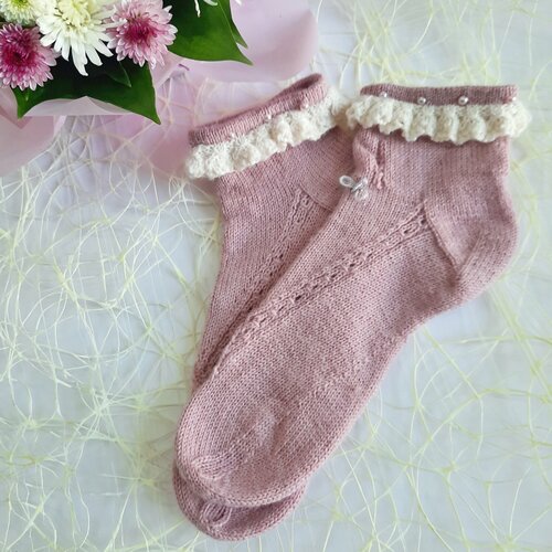 фото Носки , размер 40/41, розовый ручная работа