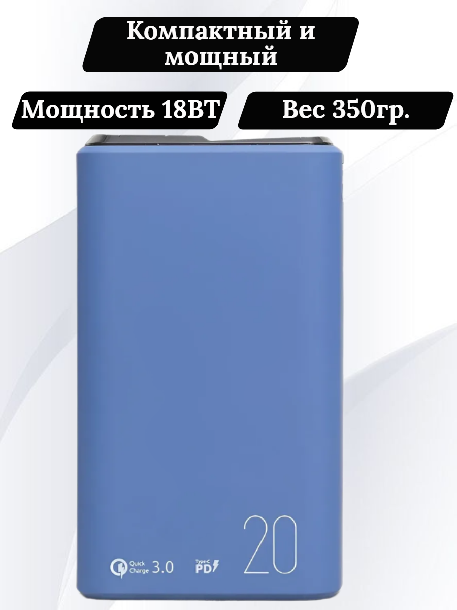 Внешний аккумулятор Olmio QS-20 20W 20000 mAh темно-синий