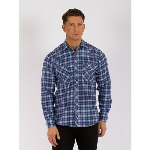 стильная осенняя рубашка для молодых мужчин осенняя рубашка контрастных цветов большие размеры теплая осенняя рубашка Рубашка Palmary Leading, размер M, синий
