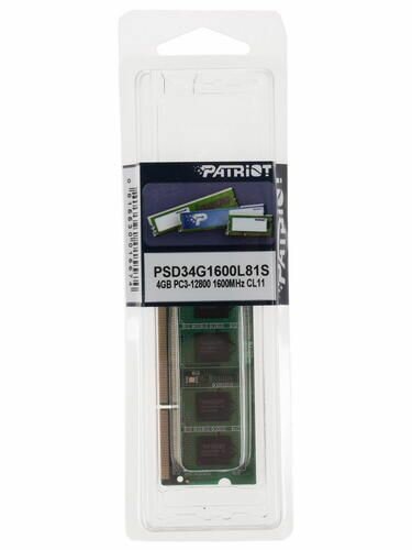 Память DDR3L 4Gb 1600MHz Patriot RTL PC3-12800 CL11 SO-DIMM 204-pin 1.35В dual rank - фото №18