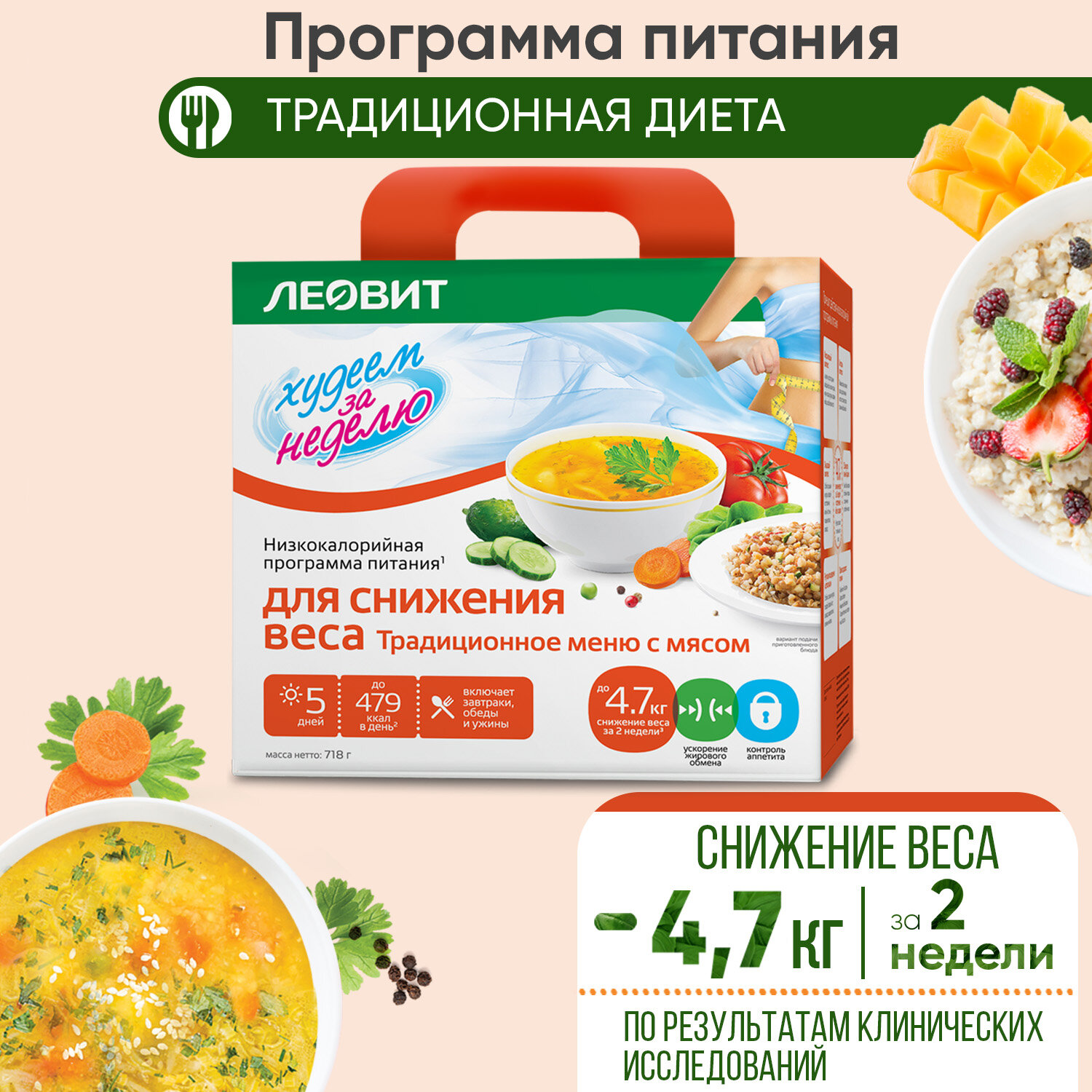 Программа питания леовит "Традиционное меню с мясом" 5 дней 718гр