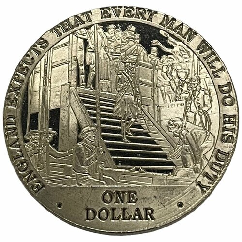 Острова Кука 1 доллар 2007 г. (Англия ждёт, что каждый выполнит свой долг - Нельсон на лестнице)(CN) клуб нумизмат монета доллар островов кука 2007 года серебро елизавета ii