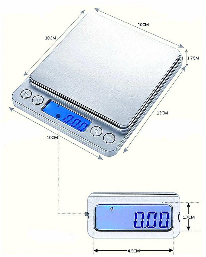 Электронные кухонные весы ISA SP-01, 2000г/0,1г, серебристый