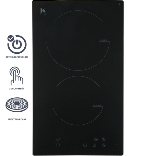 Варочная панель электрическая Kitll KHH 3001 2 конфорки 30x52 см цвет чёрный 8859₽