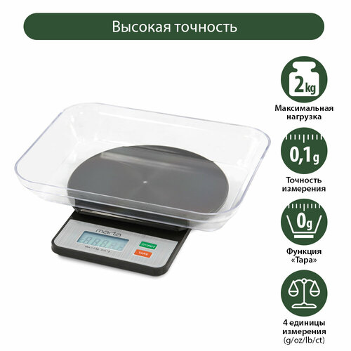 MARTA MT-1643 высокоточные 0,1 г черный жемчуг весы кухонные marta mt sc1652 высокоточные 0 01 г светлая яшма весы кухонные