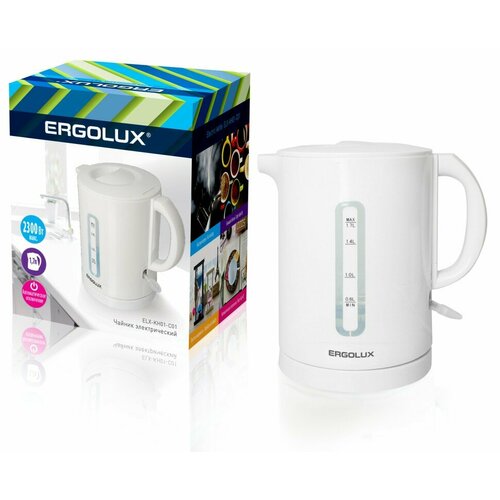 Чайник пластиковый ELX-KH01-C01 белый спираль 17л 160-250В 1500-2300Вт ERGOLUX 128000₽