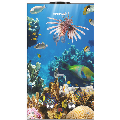 Проточный газовый водонагреватель Superflame SF0120 10L Glass подводный мир 1200000₽