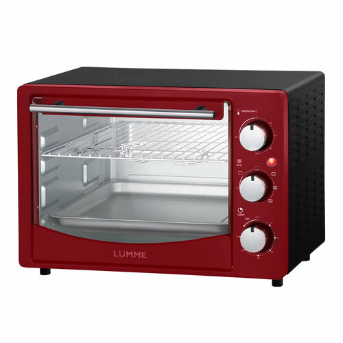 Мини-печь LUMME LU-EO1714B 25 литров конвекция вертел гриль бордовый гранат 556900₽
