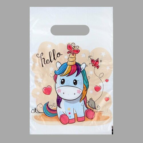 Пакет hello единорог полиэтилен с вырубн ручкой20 х 30 см30 мкм набор 20 штук 682₽