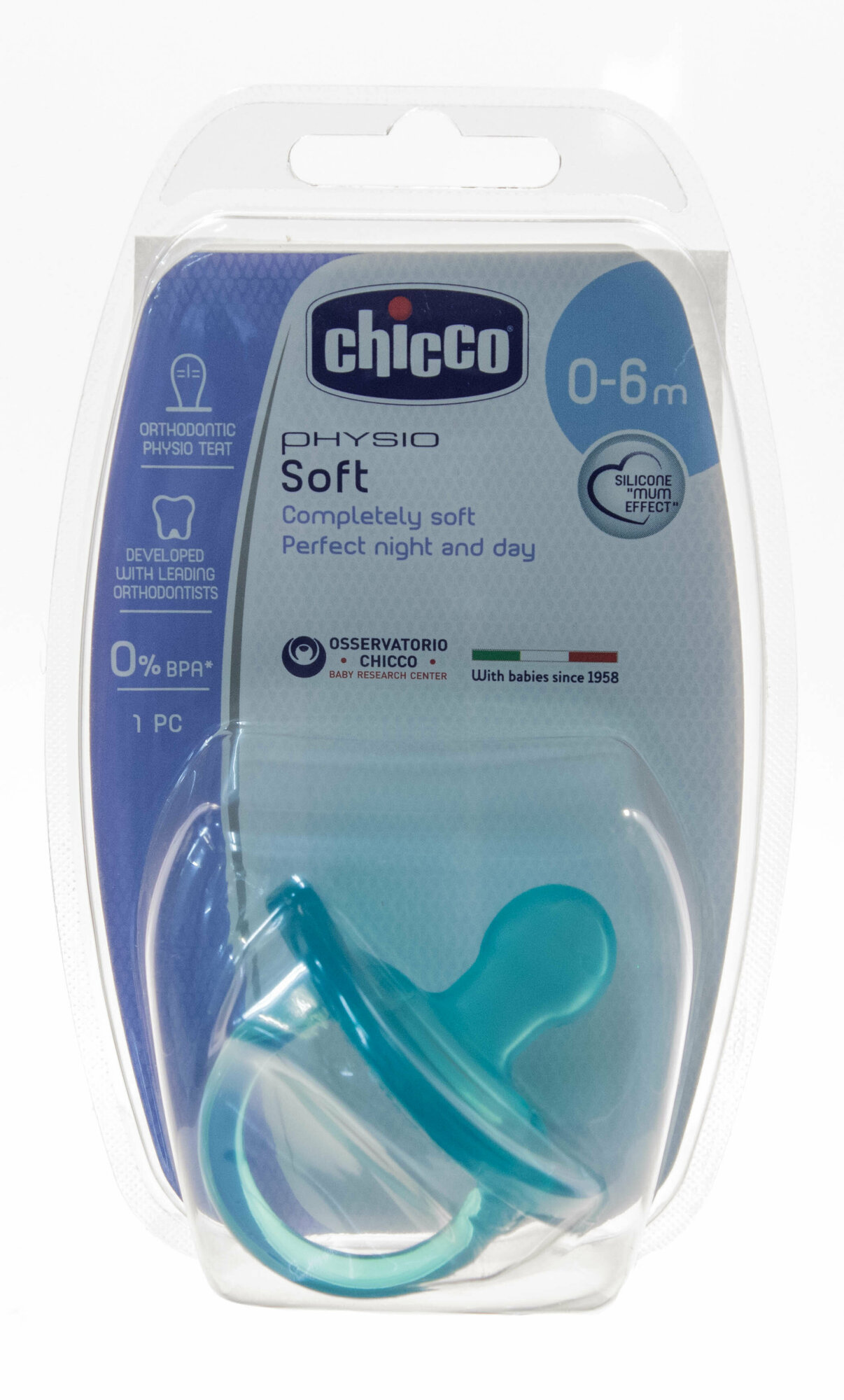 Пустышка Chicco, Physio Soft силиконовая, 0-6 мес. 1 шт. голубой - фото №12