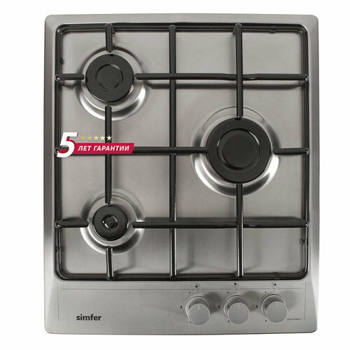 Газовая варочная панель Simfer H45V30M470 эмалированные решетки автоподжиг серебристая 1099000₽