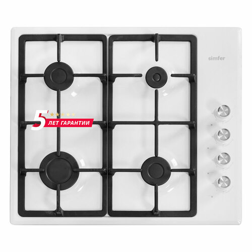 Газовая варочная панель Simfer H60Q40W572 решётки - чугун газ-контроль автоподжиг 1334000₽