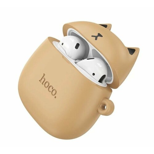 Беспроводные наушники Hoco с кошачьими ушками и чехлом-брелоком бежевый 135000₽