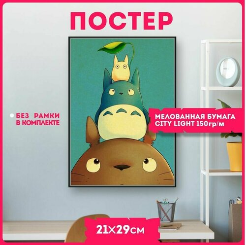 Постеры на стену плакаты интерьерные аниме мой сосед тоторо Tonari no Totoro