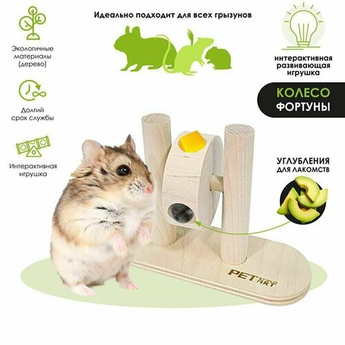 Игрушка для грызунов PetStandArt - Колесо фортуны, 12х8х5см, из дерева, 1 шт