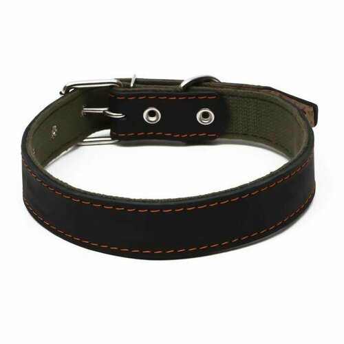Ошейник для животных кожа брезент безразмерный 69 х 35 см ОШ 45-60 см чёрный 1 шт 841₽