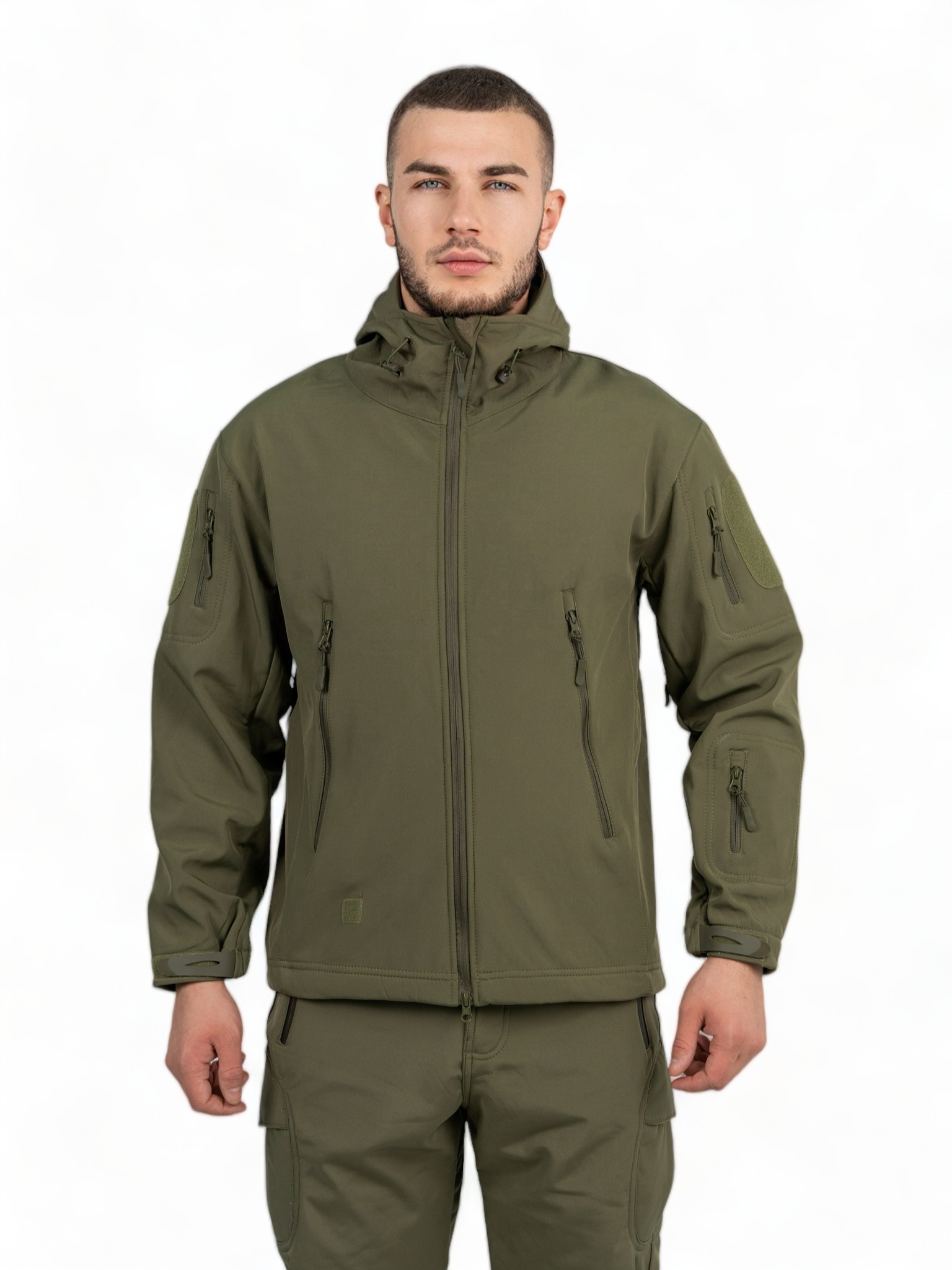 Тактический мужской демисезонный костюм Softshell оливковый XL — фото 1