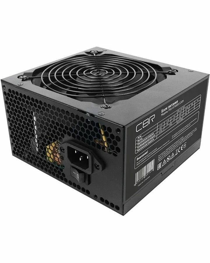 Блок Питания CBR ATX 600W 80+ Bronze, APFC, 0.6mm, 20+4pin, 1*8-pin(4+4P), 2*6+2pin, 6*SATA, 4*IDE, 12cm fan, 1.5м кабель питания, черный [PSU-ATX600-12GM]