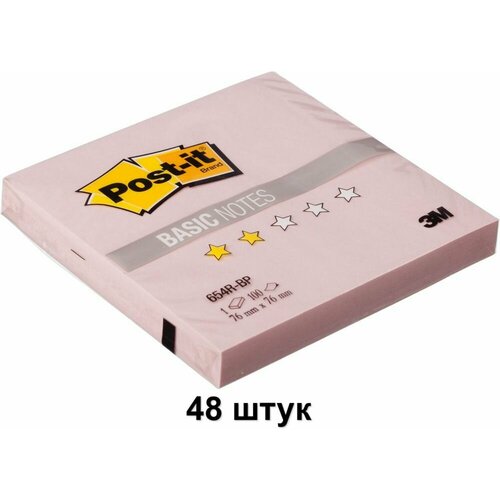 Post-it Стикеры Basic, розовые, 76х76 мм, 100 листов, 48 шт