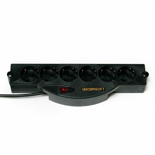 Сетевые фильтры Vektor Сетевой фильтр Vektor SOFT 3м (для быт. и офис. техники с автомат. предохранителем) черный