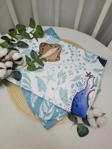 Изображение товара Пеленки непромокаемые "Скат и кит", 2шт 70х100см