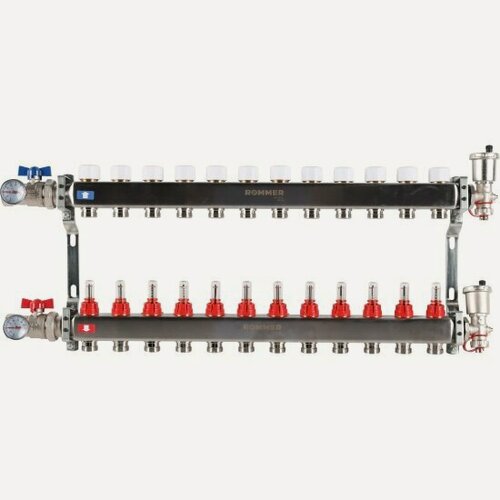 Изображение товара Коллектор Rommer в сборе с расходомерами 12 вых.