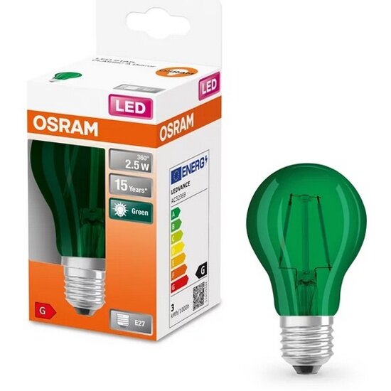 Светодиодная лампа Ledvance-osram Osram LED STAR CL A15 25W/175 230V Зелёный E27 6X1