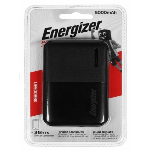 Портативный аккумулятор Energizer UE5008 черный / внешний аккумулятор маленький