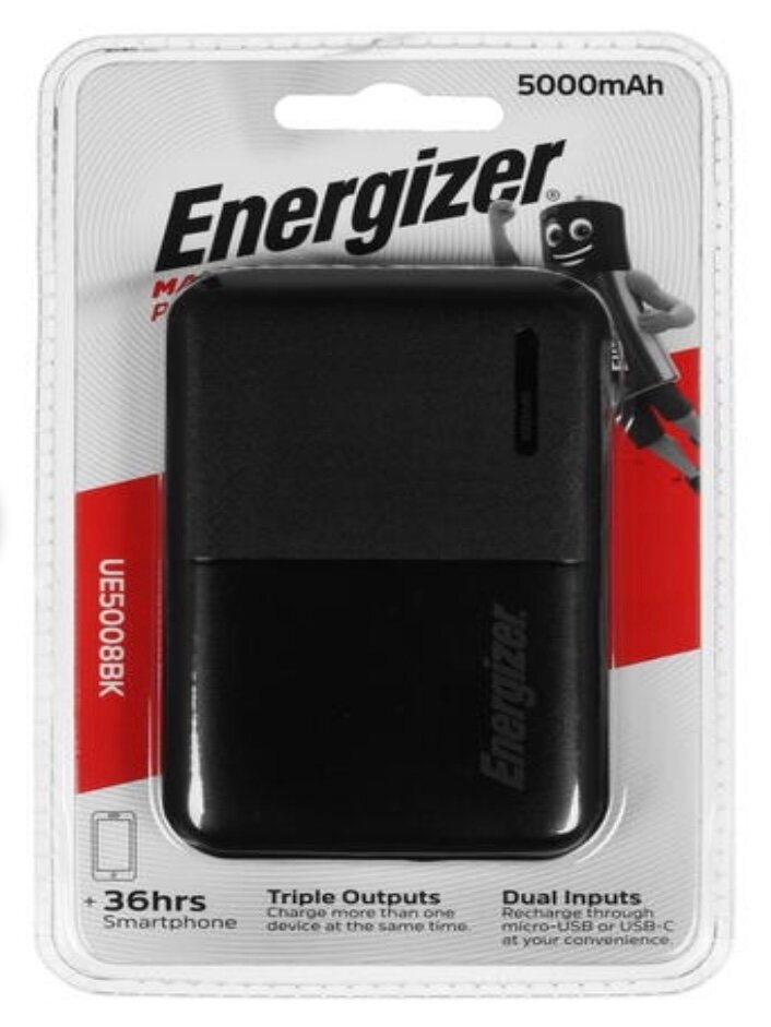 Портативный аккумулятор Energizer UE5008 черный / внешний аккумулятор маленький