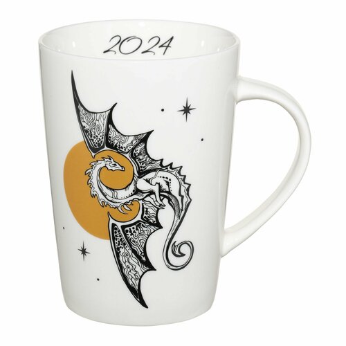 (НГ)Кружка, 420 мл, фарфор N, белая, Дракон на луне, Dragon rainira