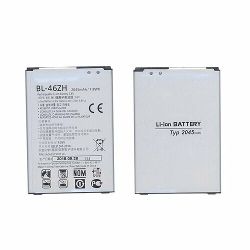 Аккумуляторная батарея BL-46ZH для LG AS330, AS375 2045mAh 3,8V аккумулятор для lg x210 k7 k350e k8 bl 46zh aa