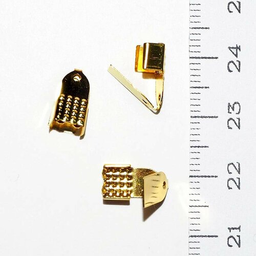 Фурнитура для бижутерии Зажим для шнура 0002261 золотой цвет 11x6 мм, цена за 100 шт.