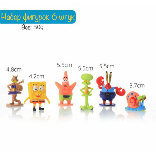 Набор фигурок из мультфильма SpongeBob / Губка Боб 6 штук