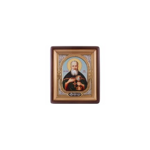 Икона в киоте 18*24 фигурный, фото, риза-рамка, открыт, частично золочен (Иоанн Кронштадский) #57631