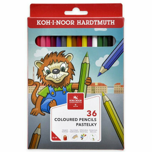 Карандаши цветные (KOH-I-NOOR) Львенок 36 цветов арт.3555/36 Lion цветные карандаши koh i noor волшебный лес 36 штук
