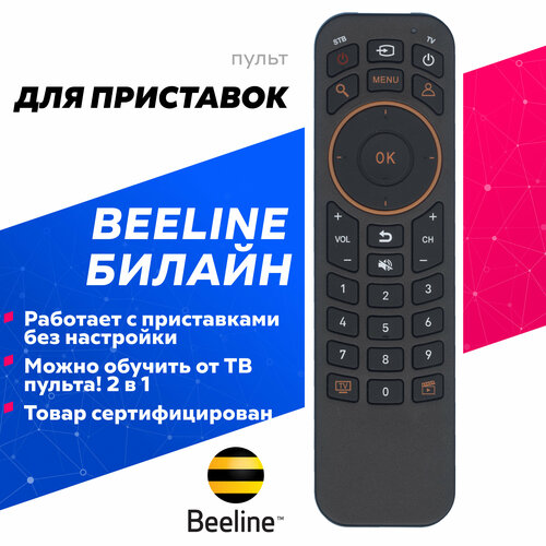 Пульт HUAYU для BEELINE (билайн) приставок и ресиверов / RASSE-001 / GRB485 / RC0932000850 / Обучаемый! Можно настроить на ТВ пульт билайн rasse 001 для ресивера билайн beeline rc0932000850