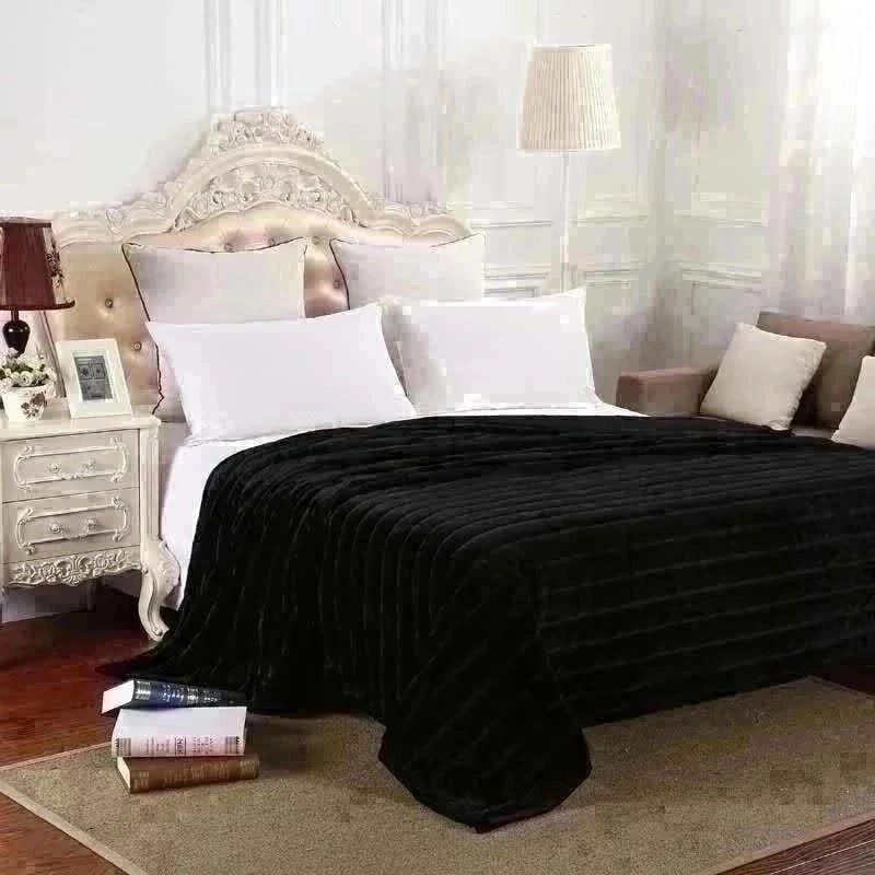 фото Покрывало-плед из искусственного меха "Кролик шиншилла", 200 х 220 см, черный