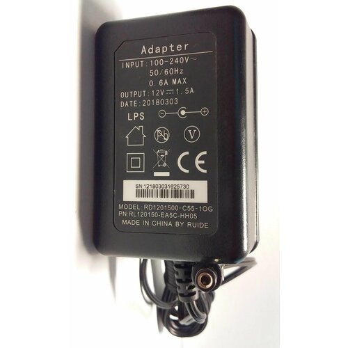 Блок питания 12v 1,5a (12В 1,5А) стабилизированный. Штекер 5,5 х 2,1. Для камер видеонаблюдения, светодиодных лент.