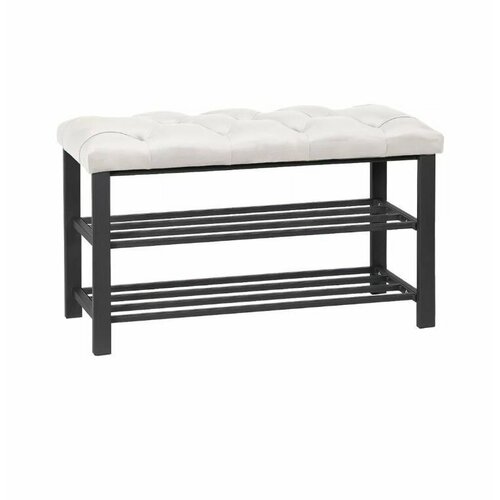 Обувница в прихожую с сиденьем узкая металлическая 6 пар