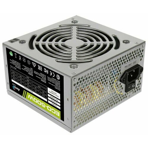 Блок питания AeroCool Eco 500W (серый) вентилятор aerocool eclipse 12 pro 3x120мм 19 8db 1000rpm 6 pin подсветка контроллер rtl