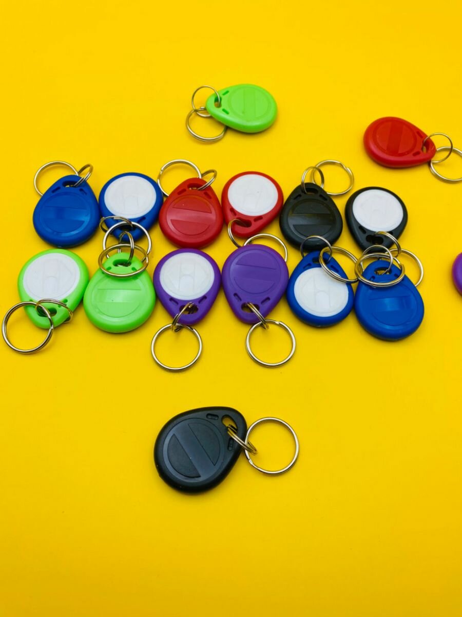 Брелок-заготовка RFID T5577 ABS для копир. бесконт брелоков, метка "H "с белым центорм в 5-х цветах. 100 шт.