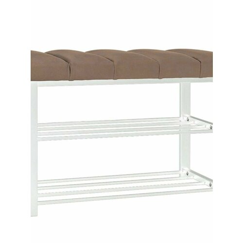 Обувница в прихожую с сиденьем узкая металлическая 8 пар