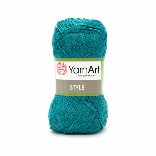 Пряжа для вязания YarnArt 'Style' 50гр 185м (67% хлопок, 33% вискоза) (677 темная бирюза), 5 мотков party style праздничная мода спицы и крючок