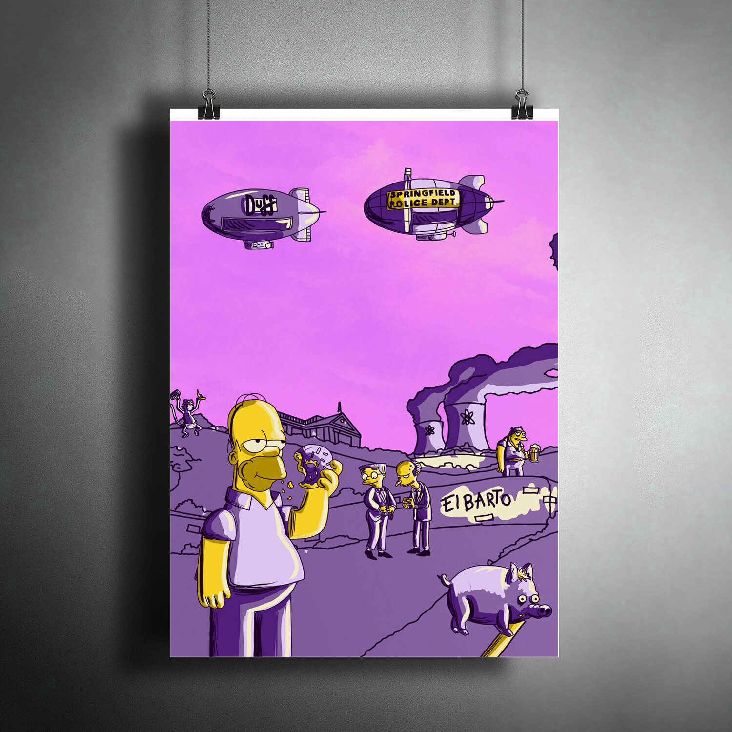 Постер плакат для интерьера "Мультсериал: Симпсоны (The Simpsons). Гомер, Мардж, Лиза, Барт, Мэгги" / A3 (297 x 420 мм)