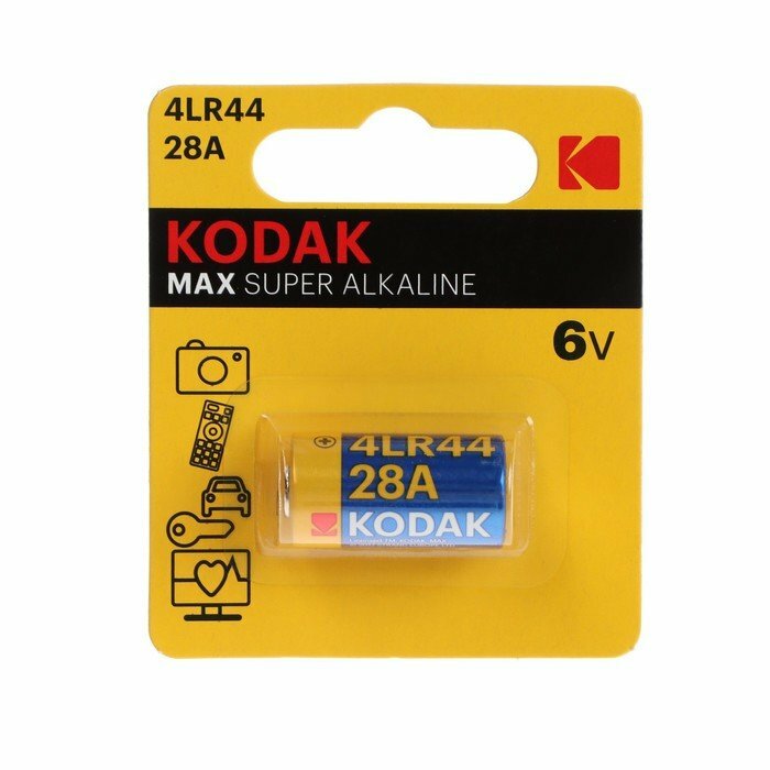 Батарейка алкалиновая Kodak Max Super, 28A (K28A-1/4LR44) -1BL, 6В, блистер, 1 шт. (комплект из 7 шт)