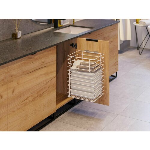 Корзина для белья навесная на фасад шириной 300 мм, белый