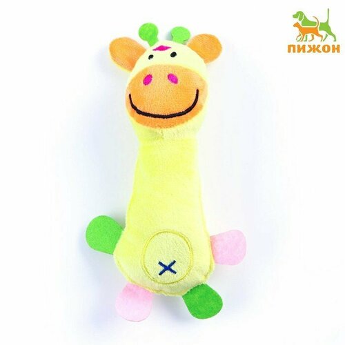 Мягкая игрушка для собак Жираф, 24 см, жёлтая (комплект из 5 шт) пижон мягкая игрушка для собак жираф 24 см жёлтая
